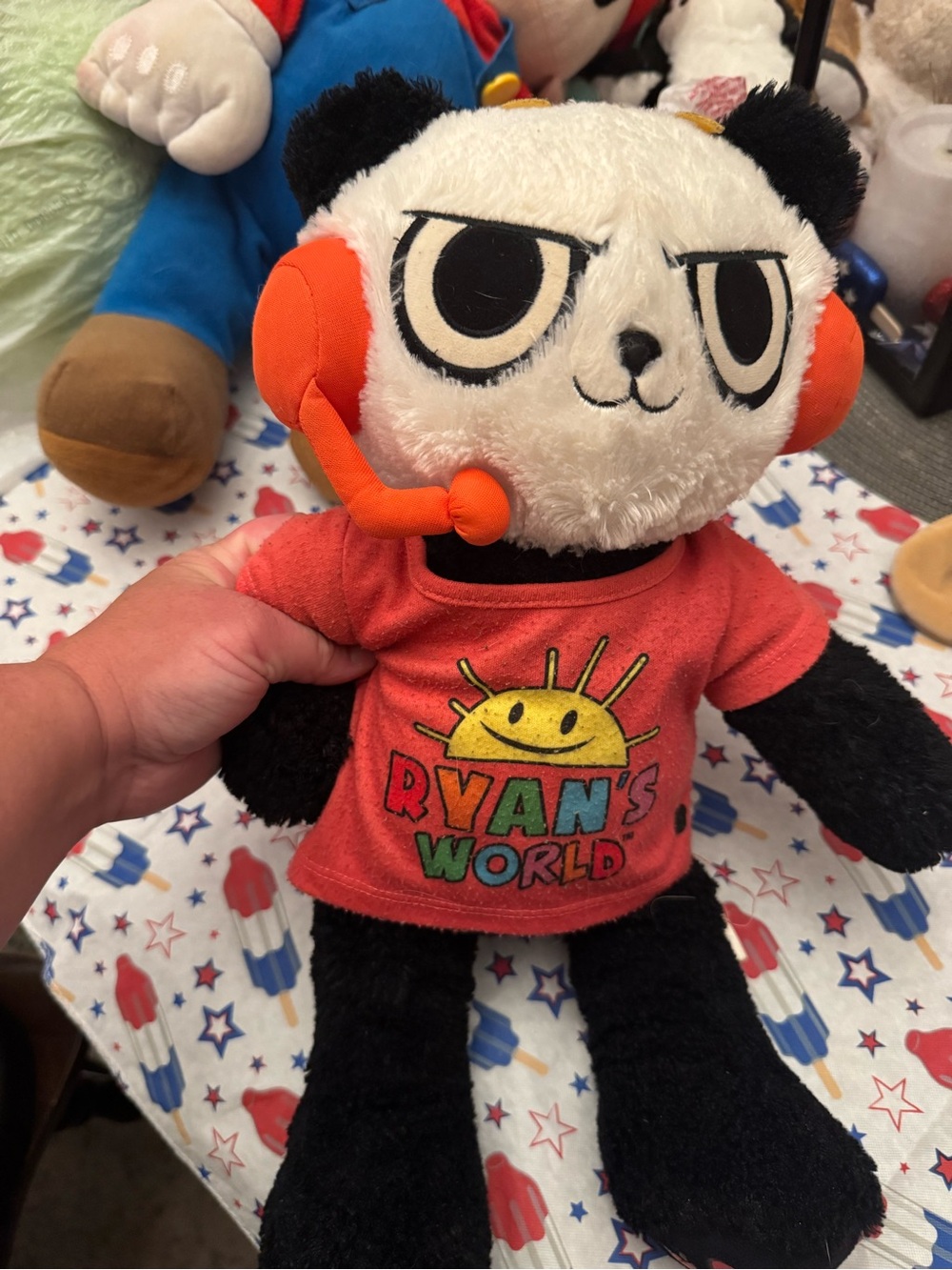 Ryan's World Panda Plush with Orange Headphones combo panda